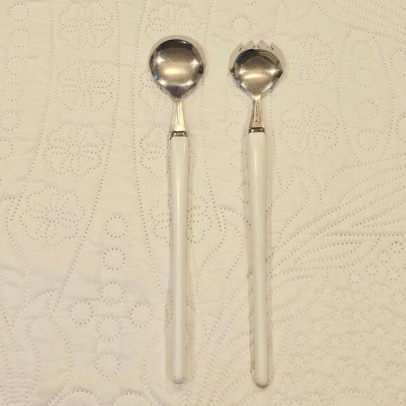 Vintage Salad Serving Set With Floral Design Handles Stainless Steel - Picture 6 of 15